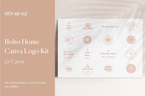 Download Modern Boho Home Logo Kit for Canva - Boho home Collection