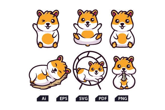 Download Cute Hamster Kawaii Bundle SVG - Kawaii bundle Collection